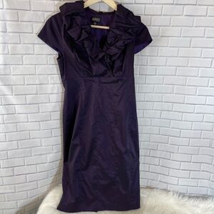 Adrianna Papell Purple Fitted Ruffle Neck Dress